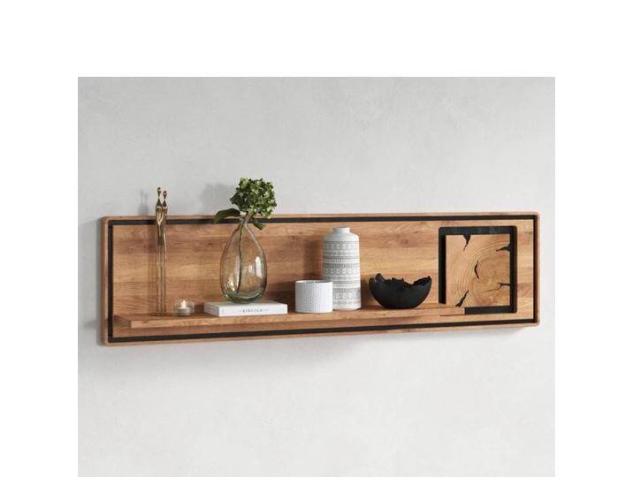 Wandboard Hängeregal mit Hirnholz Applikation 140 cm breit von Basilicana