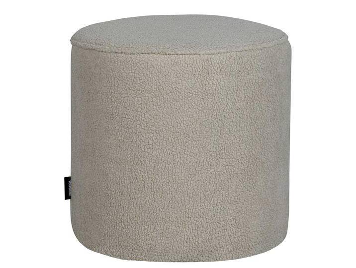 Webplüsch Hocker in Offwhite runder Form von Basilicana
