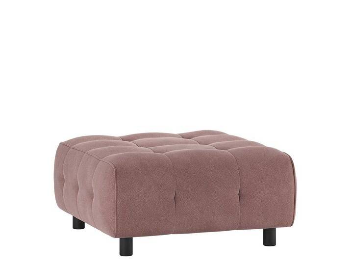 Webstoff Couch Hocker Mauve in quadratischer Form Vierfußgestell aus Holz von Basilicana