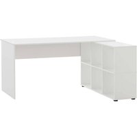 Weißer Bürotisch mit Regal Made in Germany 150 cm breit von Basilicana