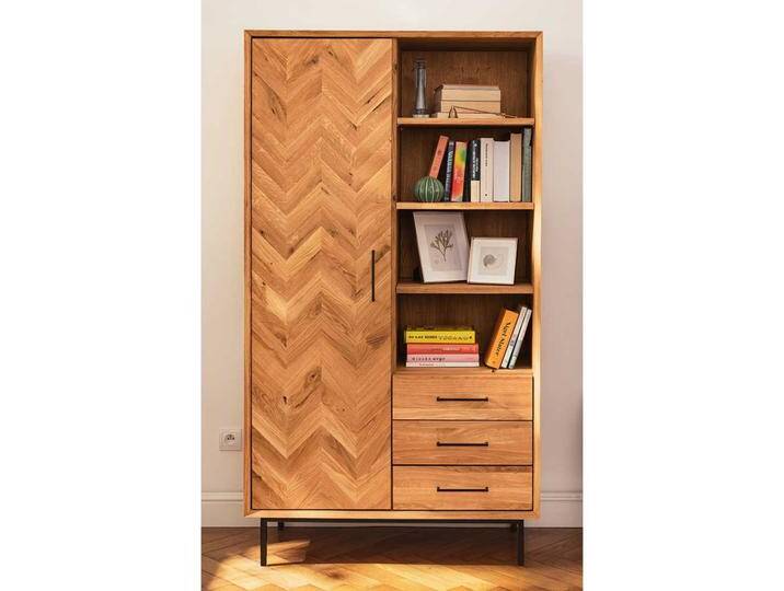 Wildeiche Schrank massiv im Skandi Design 176 cm hoch - 97 cm breit von Basilicana