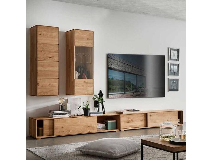Wohnwand Wildeiche Holz geölt modernem Design (vierteilig) von Basilicana
