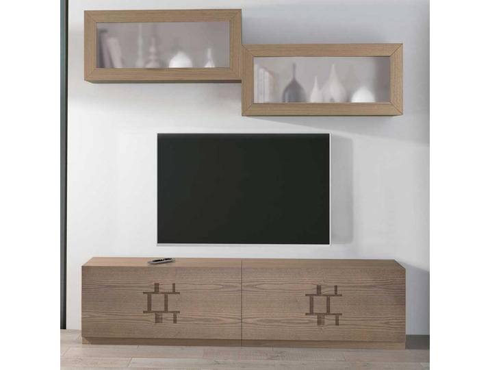 Wohnzimmer Anbauwand in Esche dunkel furniert 180 cm breit (vierteilig) von Basilicana