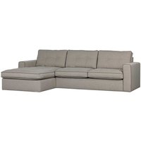 Wohnzimmer Couch L Form im Skandi Design Beige Stoff von Basilicana