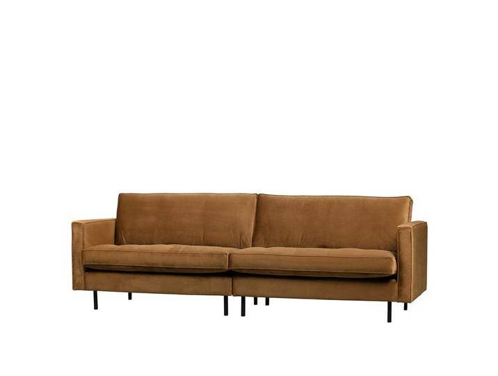 Wohnzimmer Couch in Honigfarben Samt Retro Design von Basilicana