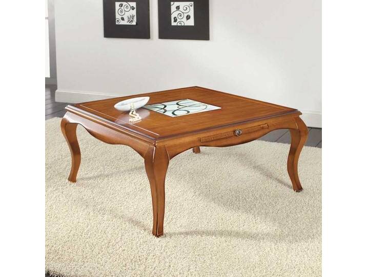 Wohnzimmer Couchtisch aus Tulpenbaum massiv Nussbaumfarben von Basilicana