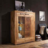 Wohnzimmer Highboard aus Wildeiche massiv LED Beleuchtung von Basilicana