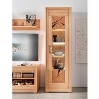 Wohnzimmer Vitrine massiv Kernbuche mit Hirnholz 201 cm hoch von Basilicana