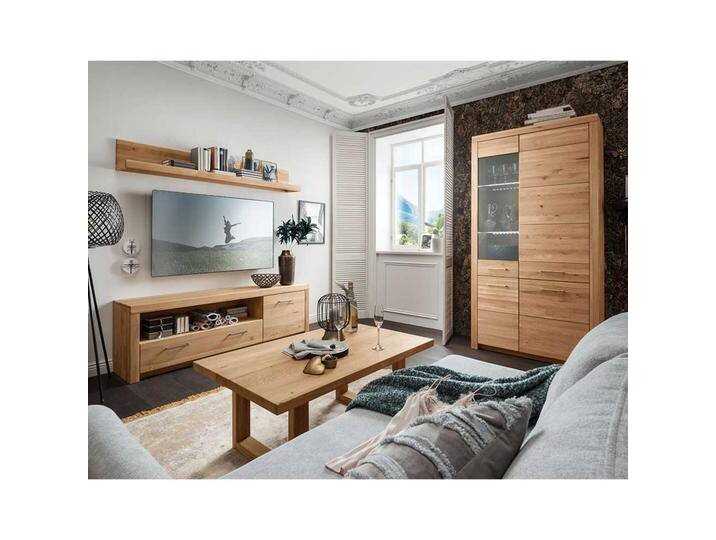 Wohnzimmereinrichtung aus Wildeiche Massivholz geölt (vierteilig) von Basilicana