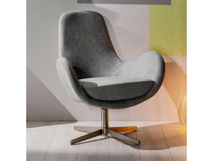 Wohnzimmersessel Retro Design drehbar Sterngestell aus Metall von Basilicana