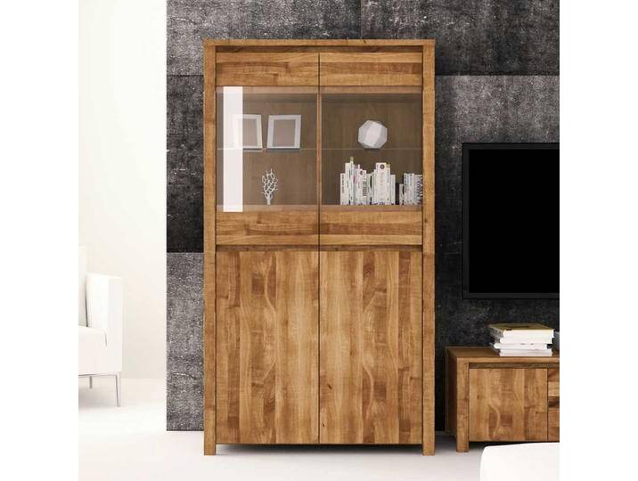 Wohnzimmervitrine aus Wildeiche Massivholz 100 cm von Basilicana