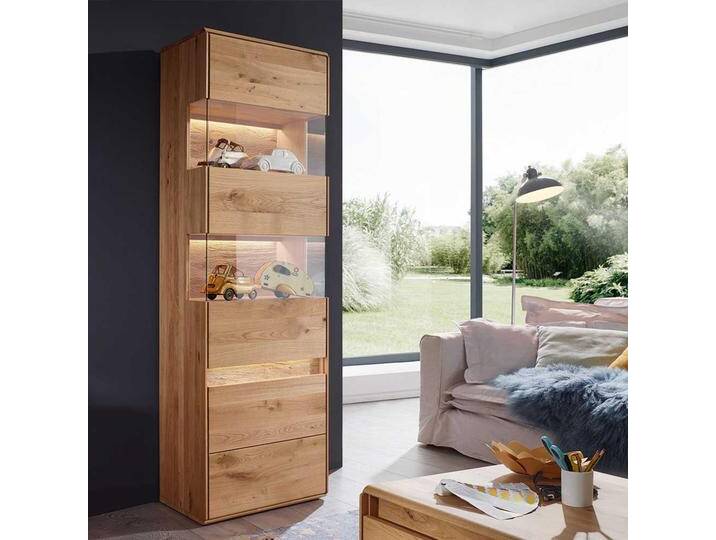 Wohnzimmervitrine aus Wildeiche Massivholz LED Beleuchtung Wohnzimmervitrine aus Wildeiche Massivholz LED Beleuchtung von Basilicana