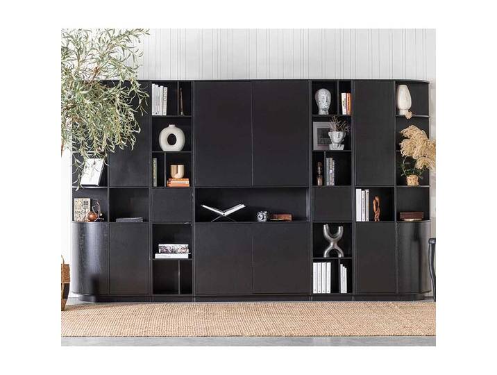 Wohnzimmerwand modern in Schwarz 210 cm hoch (fünfteilig) von Basilicana