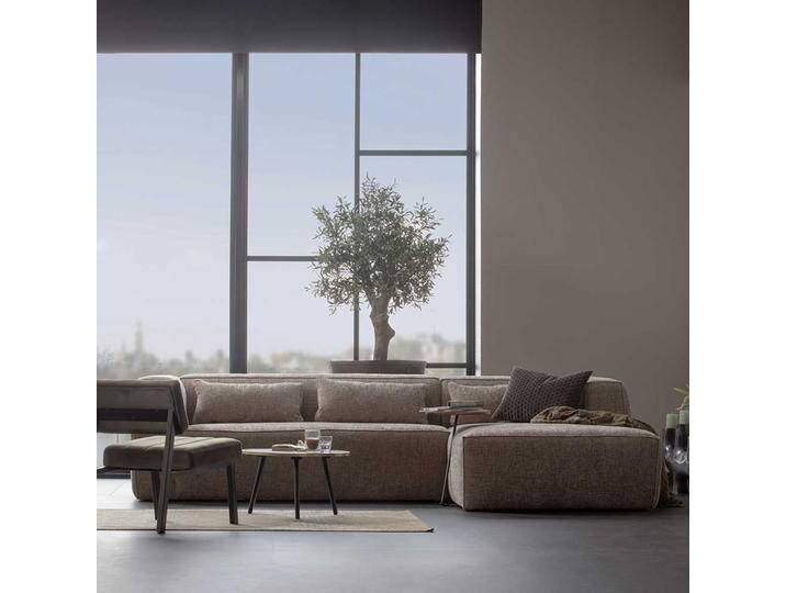 XL Ecksofa in Beigegrau Stoffbezug meliert von Basilicana