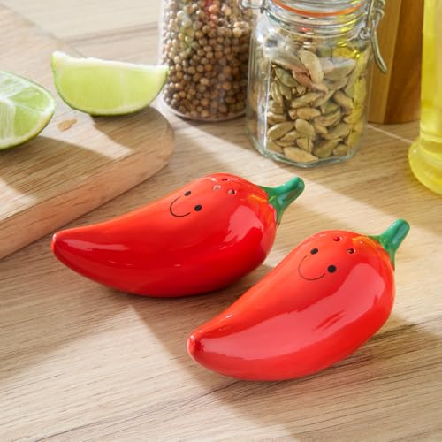 Basilico® Salz- & Pfefferstreuer Chilischote 2er-Set – lustiges Design – Gewürzstreuer 2-teilig ideal für den Küchentisch – originelle Gestaltung sorgt für einen Hingucker von Basilico