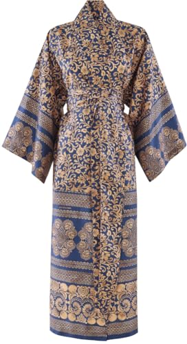 BASSETTI TORCELLO Kimono aus 100% Baumwollsatin in der Farbe Dunkelblau B1, Größe: S-M - 9331471 von Bassetti