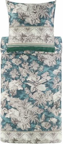 Bassetti BOBOLI Bettwäsche + 1 Kissenhülle aus 100% Baumwollsatin in der Farbe Grün V1, Maße: 155x220 + 1 K 80x80 cm - 9329913 von Bassetti