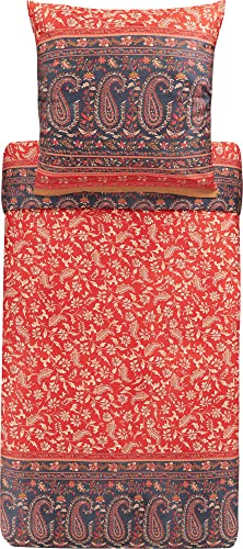 Bassetti Bettwäsche Garnitur Como R1 aus Baumwolle Mako-Satin in der Farbe Rot 2-Teilig mit Reißverschluss, Maße: 135cm x 200cm, 80cm x 80cm, 9323945 von Bassetti