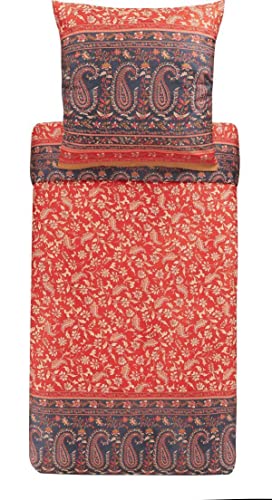 Bassetti Bettwäsche Garnitur Como R1 aus Baumwolle Mako-Satin in der Farbe Rot 2-Teilig mit Reißverschluss, Maße: 240cm x 220cm, 80cm x 80cm, 9325193 von Bassetti