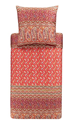 Bassetti Bettwäsche Garnitur Imperia R1 aus Baumwolle Mako-Satin in der Farbe Rot 2-Teilig mit Reißverschluss, Maße: 155cm x 220cm, 80cm x 80cm, 9323472 von Bassetti