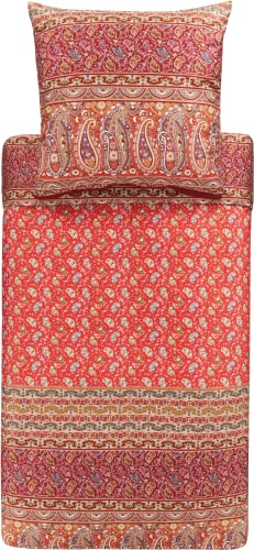 Bassetti Bettwäsche Garnitur Imperia R1 aus Baumwolle Mako-Satin in der Farbe Rot 2-Teilig mit Reißverschluss, Maße: 240cm x 220cm, 80cm x 80cm, 9325199 von Bassetti