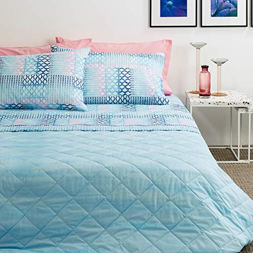 Bassetti Bettwäsche-Set für Doppelbett, 100 % Baumwolle, Ober- und Unterteil + 2 Kissenbezüge (hellblau) von Bassetti
