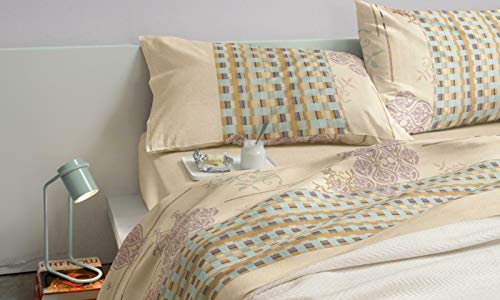 Bassetti Bettwäsche-Set für Doppelbett Dream 100 % Baumwolle oben + unten + 2 Kissenbezüge (Matting Beige) von Bassetti