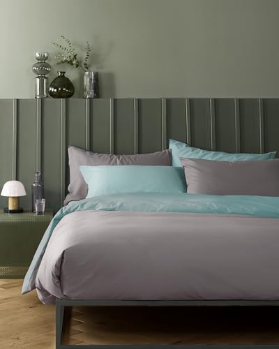 Bassetti Bettwäsche für Einzelbett, Pop Color Double, 100% Baumwolle, Rauchgrau, 155 x 200 cm von Bassetti