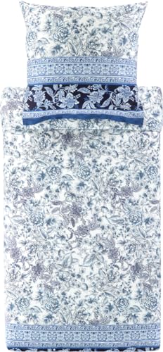 Bassetti CAPODIMONTE Bettwäsche + 2 Kissenhüllen aus 100% Baumwollsatin in der Farbe Blau B1, Maße: 240x220 + 2 K 80x80 cm - 9329120 von Bassetti