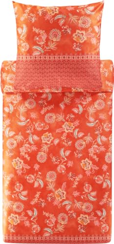 Bassetti CHIAIA Bettwäsche + 1 Kissenhülle aus 100% Baumwollsatin in der Farbe Tangerine R1, Maße: 155x220 + 1 K 80x80 cm - 9327400 von Bassetti