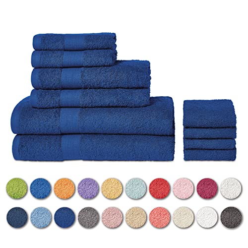 Bassetti Frottee-Handtuch-Set 10 Pz, Serie Vivian, Oeko-TEX® Zertifiziert, 100 % Baumwolle (Indigo) von Bassetti