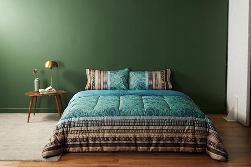 Bassetti Granfoulard Maser Steppdecke für Doppelbett, aus reiner Baumwolle, 260 x 260 cm, Farbe V1, Waldgrün von Bassetti