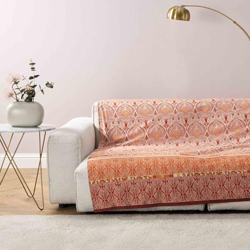 Bassetti Granfoulard Sofaüberwurf, Überwurf für Sofa, Überwurf, Tischüberwurf, 270 x 270 cm, Art. Nairobi Rot R1 von Bassetti