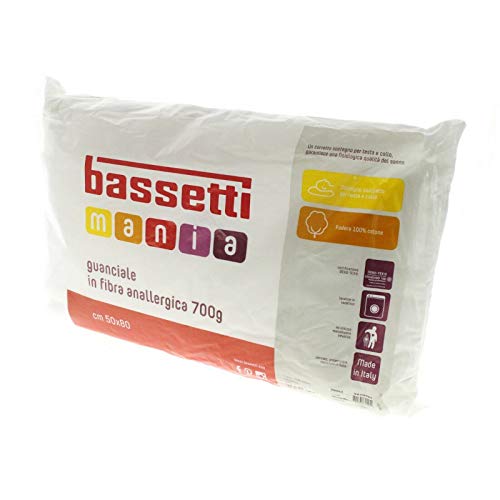 Bassetti Kissen aus antiallergischer Faser, hergestellt in Italien, Maße: 50 x 80 cm von Bassetti