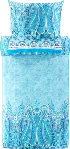 Bassetti MERGELLINA Bettwäsche + 1 Kissenhülle aus 100% Baumwollsatin in der Farbe Ocean Blue B1, Maße: 135x200 cm - 9327387 von Bassetti