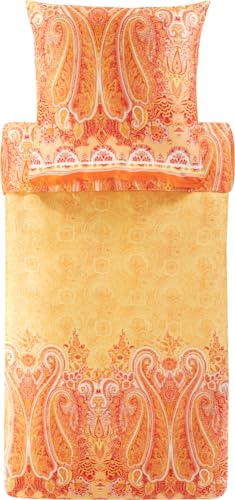 Bassetti MERGELLINA Bettwäsche + 1 Kissenhülle aus 100% Baumwollsatin in der Farbe Orange O1, Maße: 155x220 cm - 9327405 von Bassetti