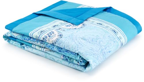 Bassetti MERGELLINA Plaid aus 100% Baumwolle in der Farbe Ocean Blue B1, Maße: 135x190 cm - 9328843 von Bassetti