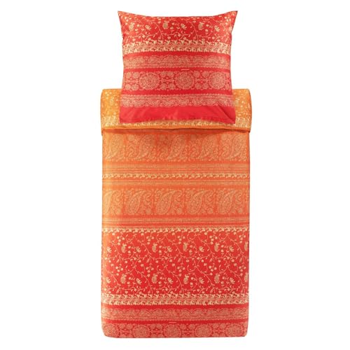 Bassetti Brenta Bettwäsche + 1 Kissenhülle aus 100% Baumwollsatin in der Farbe Mandarine O1, Maße: 135x200 + 1 K 80x80 cm - 9327378 von Bassetti
