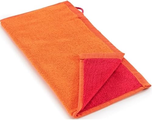 Bassetti Set 1 + 1 Stück Badschwamm GranFOULARD Shades wendbar Gästetuch + Handtuch oder Badetuch aus 100% reiner Baumwolle Jacquard (Badetuch 70 x 140 cm, Orange O2) von Bassetti