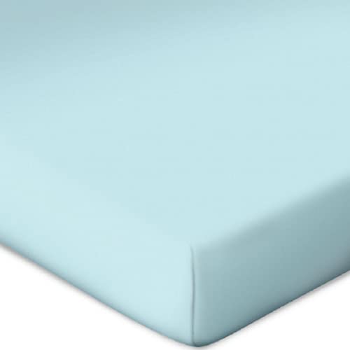 Bassetti Topper Spannbettlaken Uni Eisblau 650 aus Baumwolle und Elasthan in der Farbe Eisblau, Maße: 90cm x 190cm, 100cm x 220cm, 9302355 von Bassetti