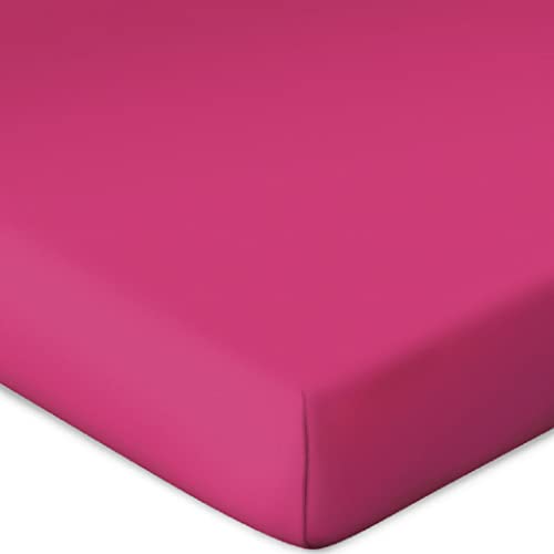 Bassetti Topper Spannbettlaken Uni Fuchsia 576 aus Baumwolle und Elasthan in der Farbe Fuchsia, Maße: 90cm x 190cm, 100cm x 220cm, 9302353 von Bassetti