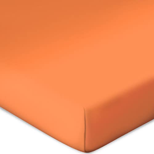 Bassetti Topper Spannbettlaken Uni Orange 301 aus Baumwolle und Elasthan in der Farbe Orange, Maße: 90cm x 190cm, 100cm x 220cm, 9302348 von Bassetti