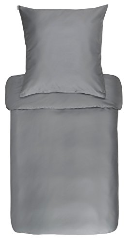Bassetti Uni Bettwäsche aus 100% Baumwollsatin in der Farbe Anthrazit 1729 - E6, Maße: 155x220 cm - 9296049 von Bassetti