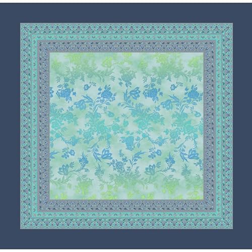 Tischwäsche/Tischläufer/Tischdecke Muster Agrigento B1, Farbe türkis/blau, Verschiedene Größen (110 x 110 cm) von Bassetti
