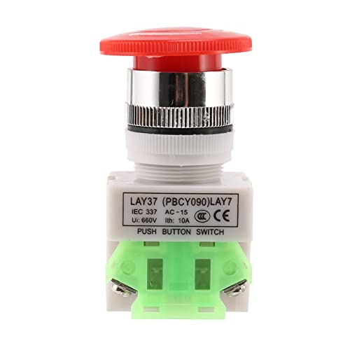 660 V 10 A Druckknopf für Notstopp 1 NO 1 NC DPST Pilzkappe rot von Bassulouda