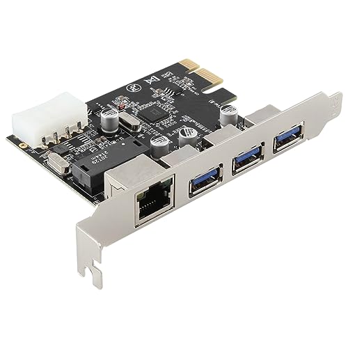 Bassulouda 1 Stück PCIe Slot auf RJ45 USB 3.0 PCIe Riser Card mit Gigabit Ethernet Controller PCI Express Adapter für Desktop-PC von Bassulouda