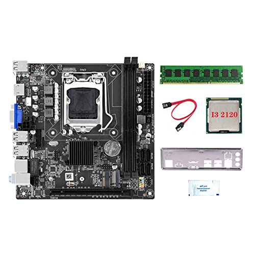Bassulouda Motherboard H61S (H61) LGA1155+CPU I3 2120+4G DDR3 1600 MHz RAM + Thermisches Fett + SATA-Kabel Unterstützung 2 x DDR3 RAM Slot von Bassulouda