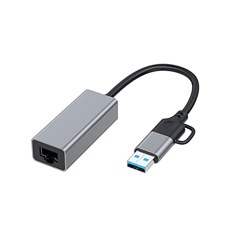Bassulouda Netzwerkkarte, kabelgebunden, USB Typ C auf RJ45, externer Adapter, USB 3.0 auf Ethernet, für Laptop, 1000 Mbps Bassulouda Netzwerkkarte, kabelgebunden, USB Typ C auf RJ45, externer Adapter, USB 3.0 auf Ethernet, für Laptop, 1000 Mbps von Bassulouda