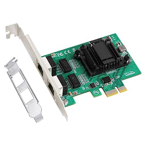 Bassulouda Netzwerkkarte Gigabit PCIe mit 2 Ports PCI Express Dual Ports 1000 m mit Netzwerkkarte LAN 82571EB für Windows von Bassulouda