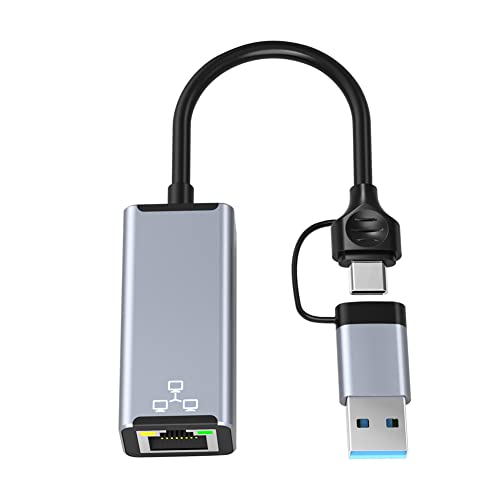 Bassulouda Netzwerkkarte USB Typ C auf RJ45 Adapter USB 3.0 auf Ethernet Super für Laptop, Netzwerkkarte 100 Mbps von Bassulouda